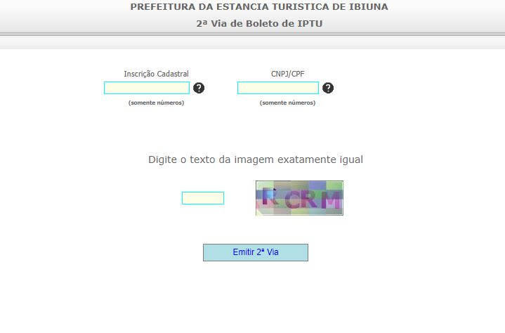 Emissão da 2ª Via do IPTU Ibiúna 2020