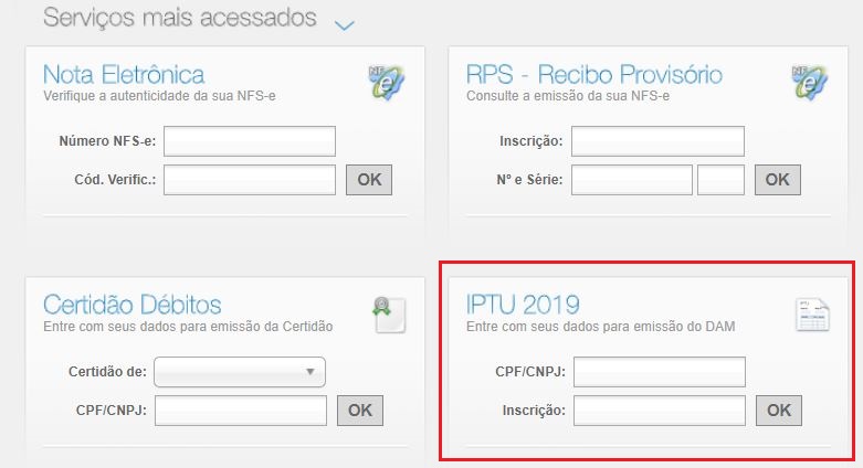 Emissão da 2ª via do IPTU Boa Vista 2020