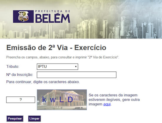 Consulta IPTU do Município de Belem